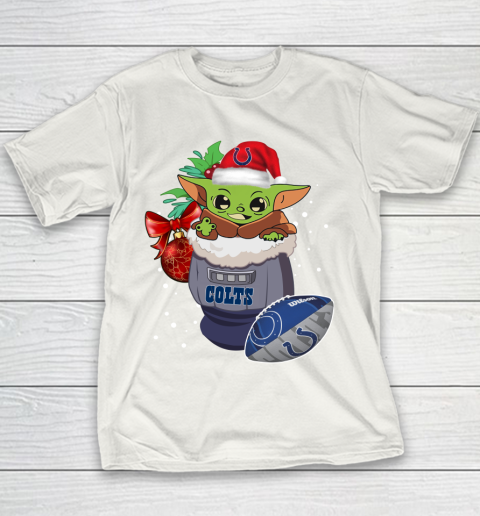 Indianapolis Colts Christmas Baby Yoda Star Wars Funny Happy NFL Youth T-Shirt 3