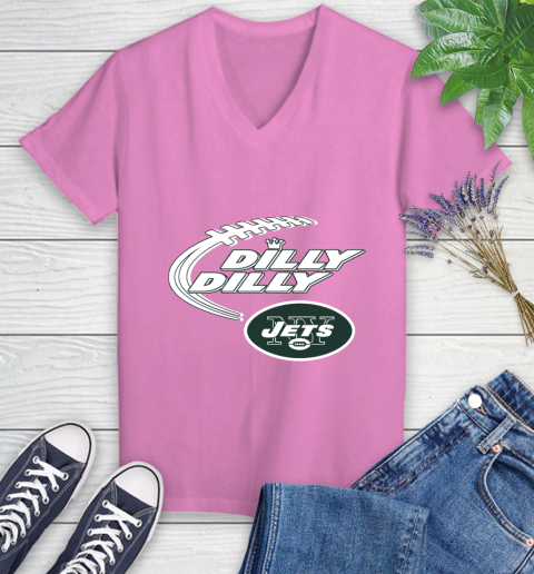 NFL New York Jets Dilly Dilly Football Sports Women's V-Neck T-Shirt 14