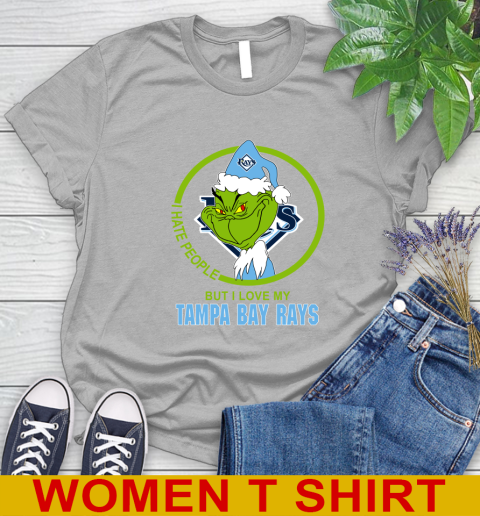 Tampa Bay Rays MLB Christmas Grinch I Hate People But I Love My Favorite Baseball Team Women's T-Shirt 5