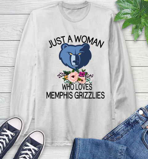 NBA Just A Woman Who Loves Memphis Grizzlies Basketball Sports Long Sleeve T-Shirt