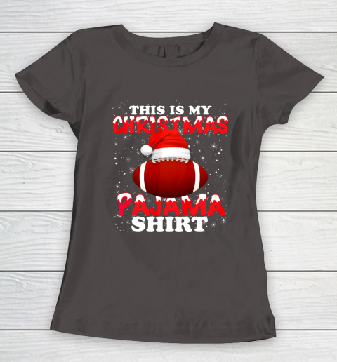 Football Christmas Gifts Santa Hat Funny Xmas Pajamas Women's T-Shirt 7