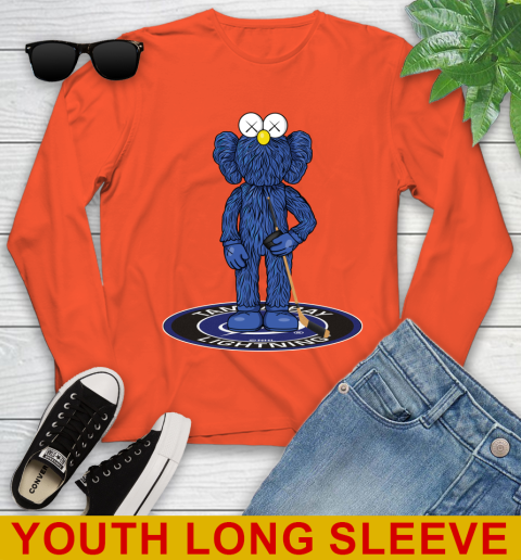 NHL Hockey Tampa Bay Lightning Kaws Bff Blue Figure Shirt Youth Long Sleeve - Image 5