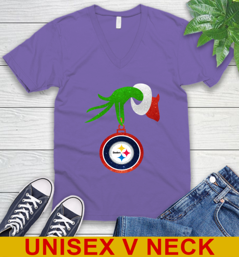 Pittsburgh Steelers Grinch Merry Christmas NFL Football V-Neck T-Shirt 9