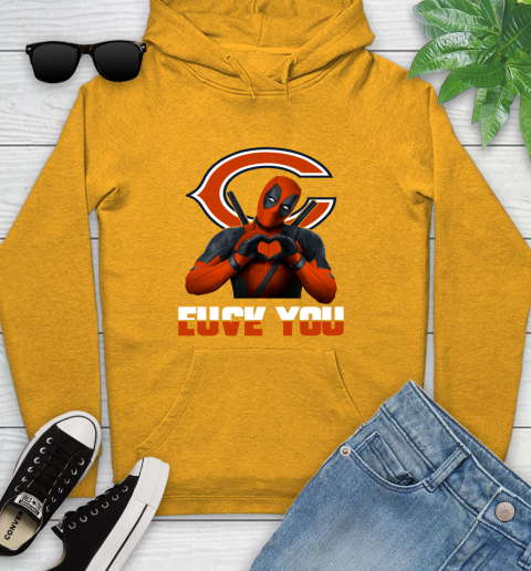 NHL Chicago Bears Deadpool Love You Fuck You Football Sports Youth Hoodie 2