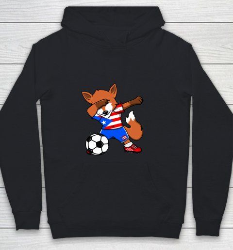 Dabbing Fox Puerto Rico Soccer Fans Jersey Football Lovers Youth Hoodie