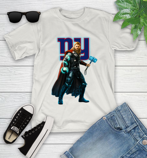 NFL Thor Avengers Endgame Football New York Giants Youth T-Shirt 12