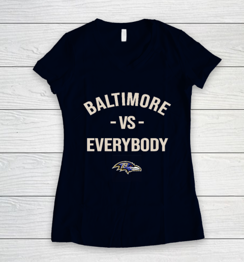 Baltimore Ravens Vs Everybody Women's V-Neck T-Shirt 2
