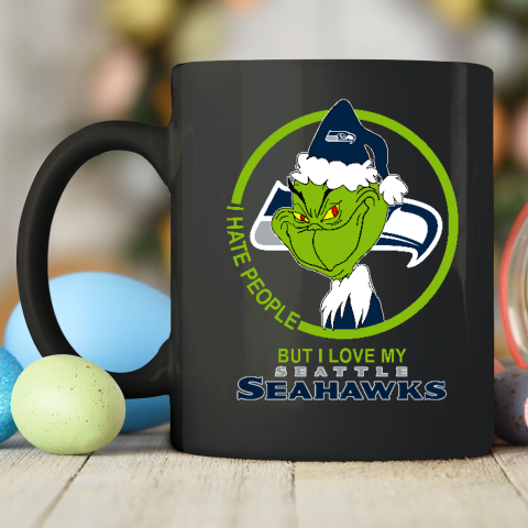 Seattle Seahawks NFL Christmas Grinch I Hate People But I Love My Favorite Football Team Ceramic Mug 11oz 2