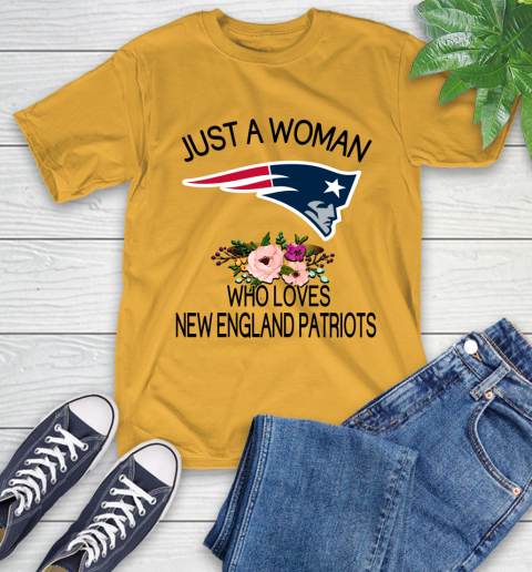 NFL Just A Woman Who Loves New England Patriots Football Sports T-Shirt 2