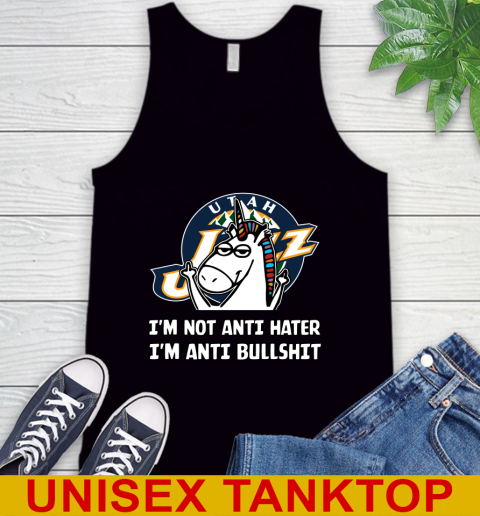 Utah Jazz NBA Basketball Unicorn I'm Not Anti Hater I'm Anti Bullshit Tank Top 2