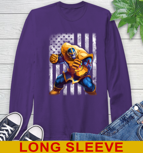 MLB Baseball Atlanta BravesThanos Marvel American Flag Shirt Long Sleeve T-Shirt 5