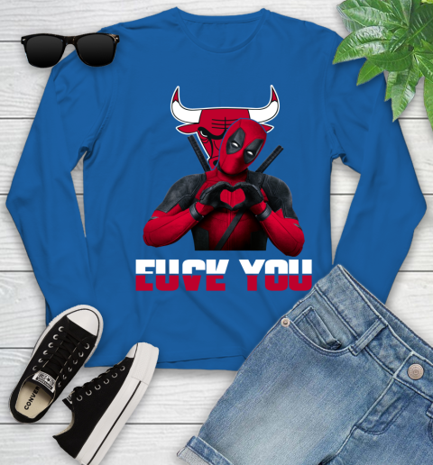 NBA Chicago Bulls Deadpool Love You Fuck You Basketball Sports Youth Long Sleeve 10