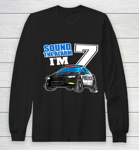 Kids Police Car 7th Birthday Shirt Boy 7 Cop Policeman Officer 7 Year Old Long Sleeve T-Shirt