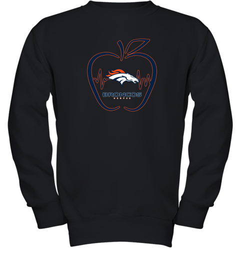 Apple Heartbeat Teacher Symbol Denver Broncos Youth Sweatshirt