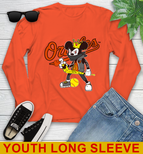 Baltimore Orioles MLB Baseball Mickey Peace Sign Sports Youth Long Sleeve 4