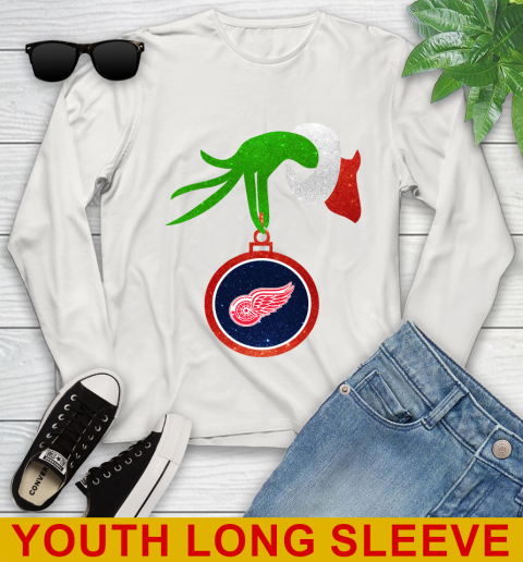 Detroit Red Wings Grinch Merry Christmas NHL Hockey Youth Long Sleeve 12