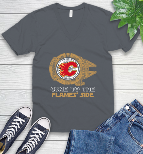 NHL Come To The Calgary Flames Wars Hockey Sports V-Neck T-Shirt 4