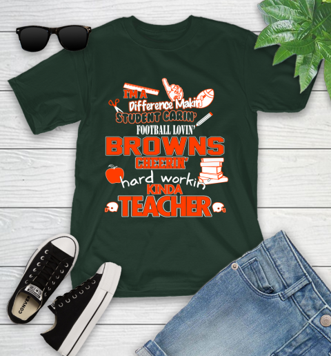 Cleveland Browns NFL I'm A Difference Making Student Caring Football Loving Kinda Teacher Youth T-Shirt 5