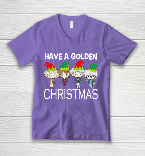 Golden Girls Lovers Gift T shirt Have A Golden Christmas Vintage V-Neck T-Shirt 8