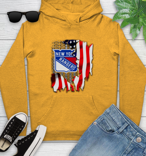 New York Rangers NHL Hockey American Flag Youth Hoodie 2