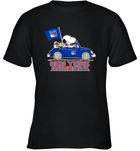 Snoopy And Woodstock Ride The New York Rangers Car NHL Youth T-Shirt
