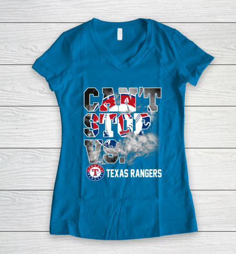 MLB Texas Rangers Baseball Can't Stop Vs Rangers Women's V-Neck T-Shirt 5