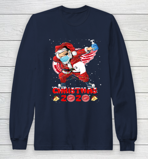 Detroit Red Wings Funny Santa Claus Dabbing Christmas 2020 NHL Long Sleeve T-Shirt 2