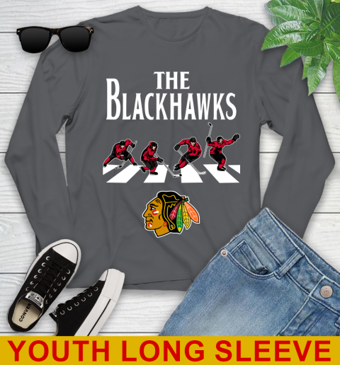 NHL Hockey Chicago Blackhawks The Beatles Rock Band Shirt Youth Long Sleeve 9