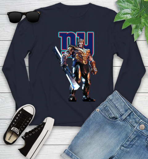 NFL Thanos Gauntlet Avengers Endgame Football New York Giants Youth Long Sleeve 3