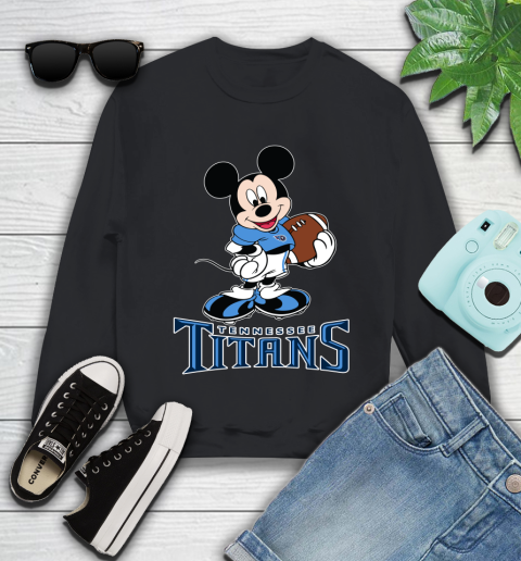 NFL Football Tennessee Titans Cheerful Mickey Mouse Shirt Youth Sweatshirt