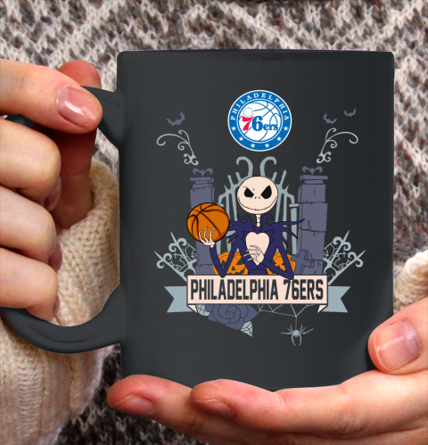 NBA Philadelphia 76ers Basketball Jack Skellington Halloween Ceramic Mug 11oz