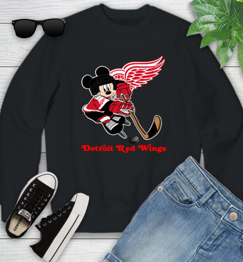 NHL Detroit Red Wings Mickey Mouse Disney Hockey T Shirt Youth Sweatshirt 2
