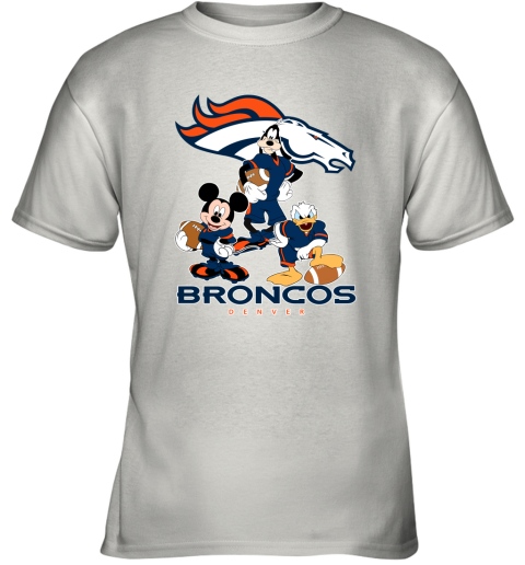 Mickey Donald Goofy The Three Denver Broncos Football Youth T-Shirt