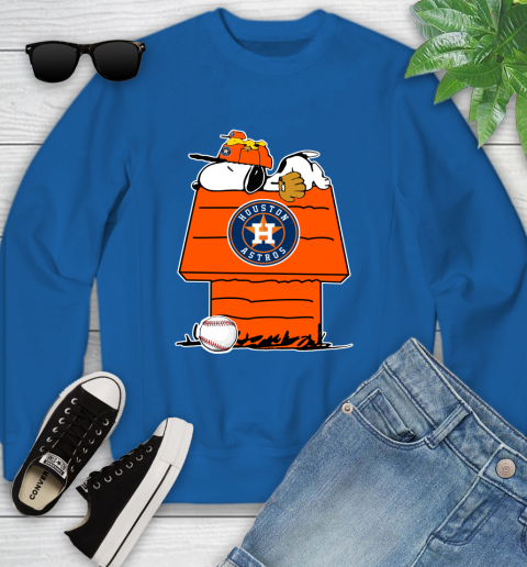 MLB Houston Astros Snoopy Woodstock The Peanuts Movie Baseball T Shirt Youth Sweatshirt 8