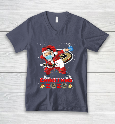 Anaheim Ducks Funny Santa Claus Dabbing Christmas 2020 NHL V-Neck T-Shirt 7