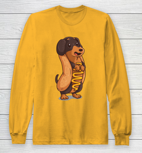 Wiener Dog Hotdog Bun Dachshund Funny Foodie Gift Hot Dog Long Sleeve T-Shirt 2