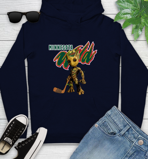 Minnesota Wild NHL Hockey Groot Marvel Guardians Of The Galaxy Youth Hoodie 4