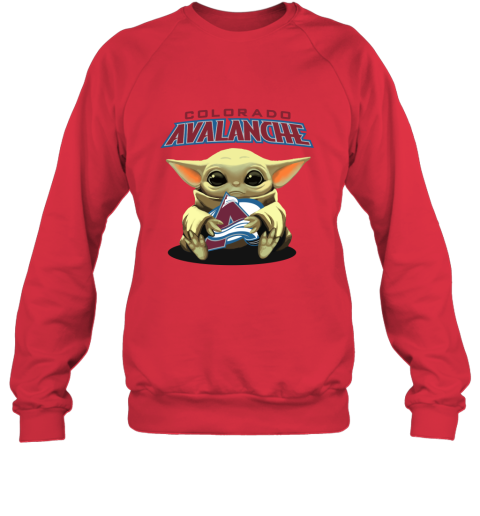Baby Yoda Hugs The Colorado Avalanche Ice Hockey Sweatshirt