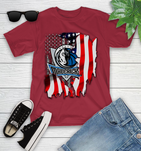 Dallas Mavericks NBA Basketball American Flag Youth T-Shirt 14