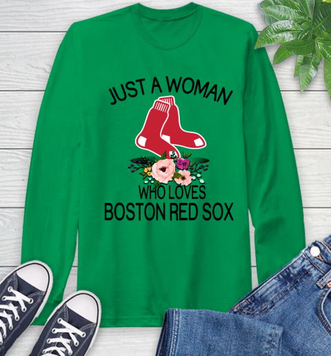 MLB Just A Woman Who Loves Boston Red Sox Baseball Sports Long Sleeve T-Shirt 5