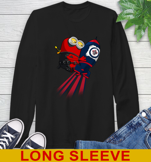 NHL Hockey Winnipeg Jets Deadpool Minion Marvel Shirt Long Sleeve T-Shirt