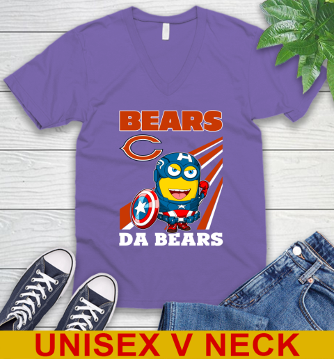 NFL Football Chicago Bears Captain America Marvel Avengers Minion Shirt V-Neck T-Shirt 8
