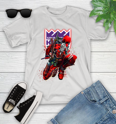 NBA Deadpool Marvel Comics Sports Basketball Sacramento Kings Youth T-Shirt