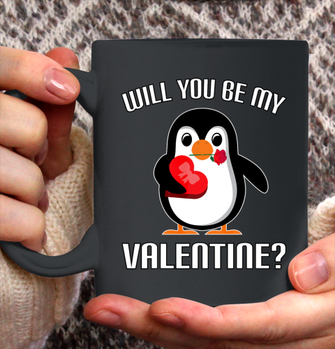 Will You Be My Valentine Funny Cute Penguin Ceramic Mug 11oz