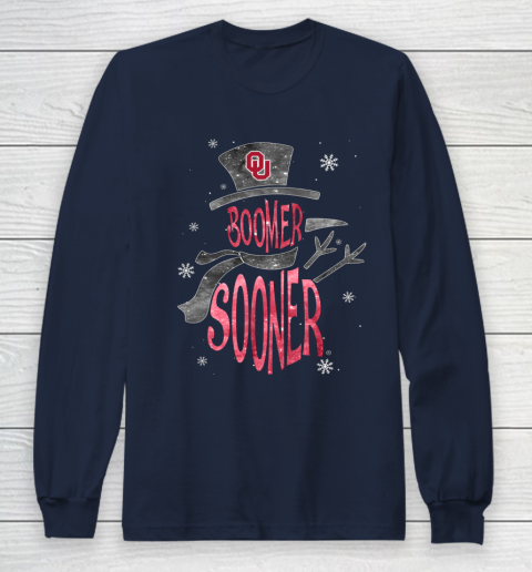 Oklahoma Sooners Christmas Snowman Long Sleeve T-Shirt 2