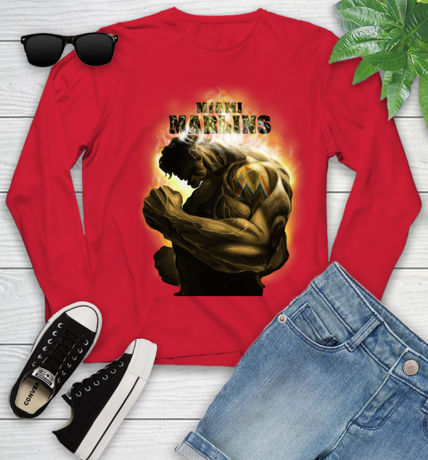 Miami Marlins MLB Baseball Hulk Marvel Avengers Sports Youth Long Sleeve 11
