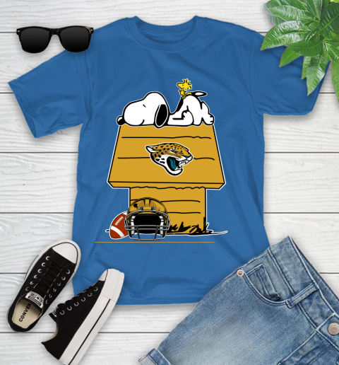 Jacksonville Jaguars NFL Football Snoopy Woodstock The Peanuts Movie Youth T-Shirt 9