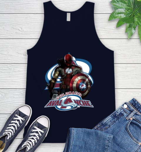 NHL Captain America Thor Spider Man Hawkeye Avengers Endgame Hockey Colorado Avalanche Tank Top 3