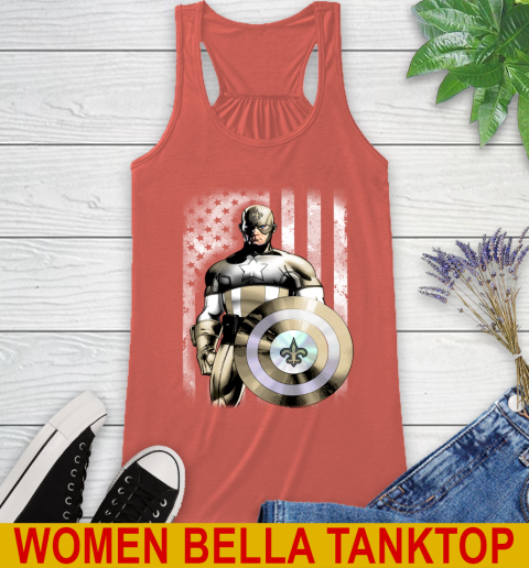 New Orleans Saints NFL Football Captain America Marvel Avengers American Flag Shirt Racerback Tank 3