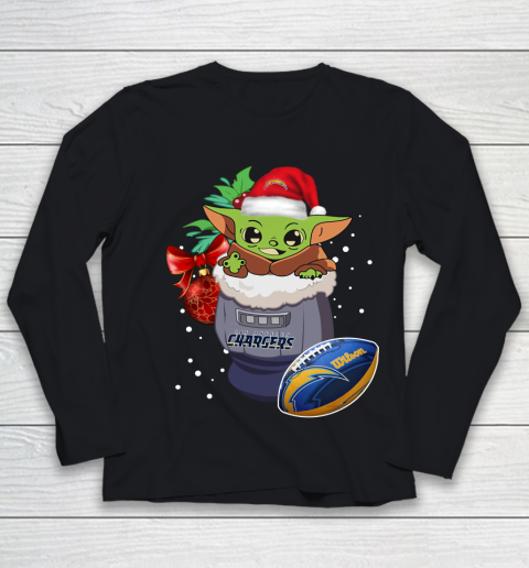 Los Angeles Chargers Christmas Baby Yoda Star Wars Funny Happy NFL Youth Long Sleeve